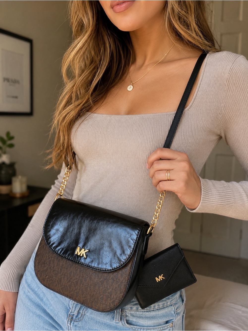 Michael Kors Crossbody Bag + Matching Wallet Set